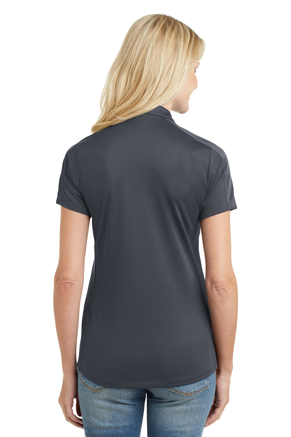 Port Authority L569 Womens Moisture Wicking Short Sleeve Polo Shirt Graphite Grey Model Back