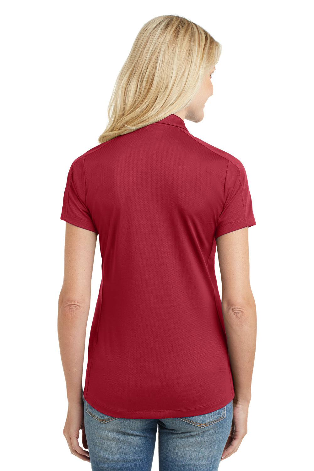 Port Authority L569 Womens Moisture Wicking Short Sleeve Polo Shirt Rich Red Model Back