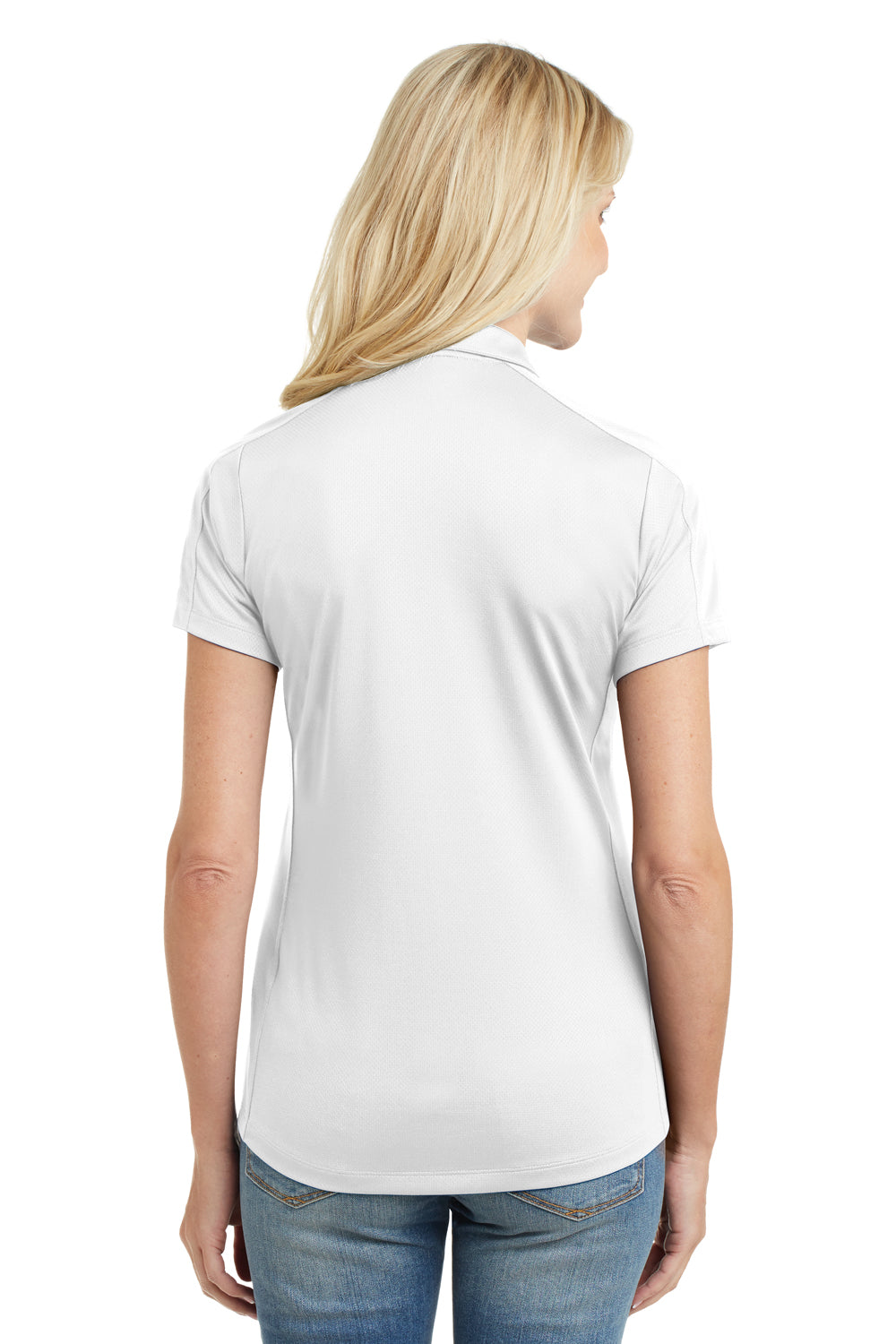 Port Authority L569 Womens Moisture Wicking Short Sleeve Polo Shirt White Model Back