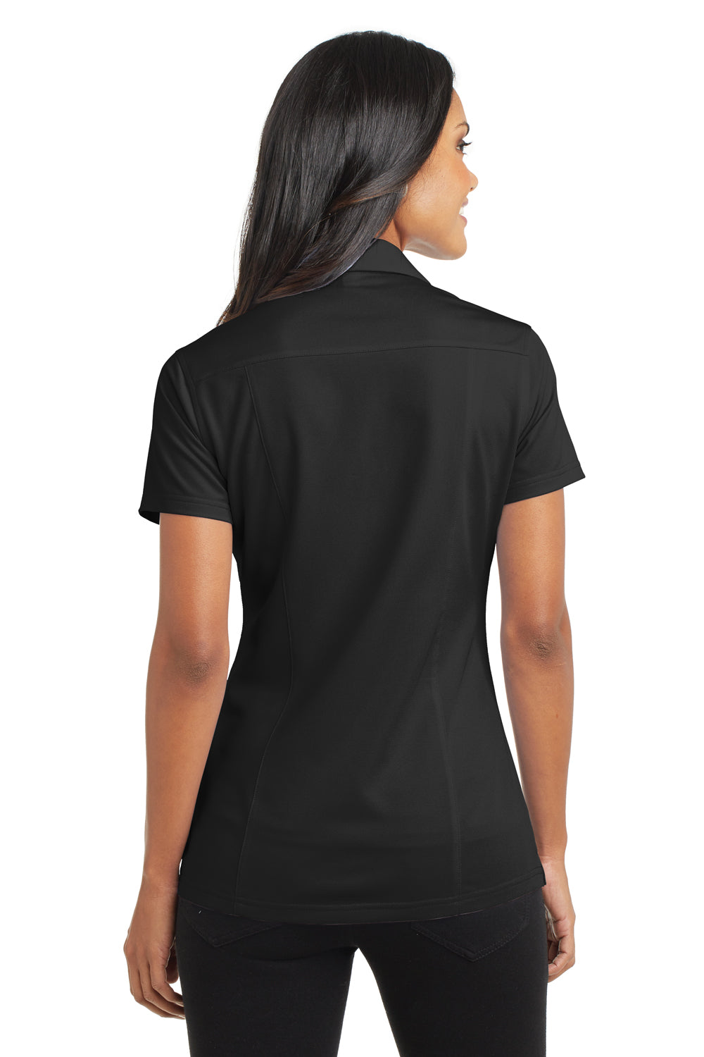 Port Authority L571 Womens Dimension Moisture Wicking Short Sleeve Polo Shirt Black Model Back