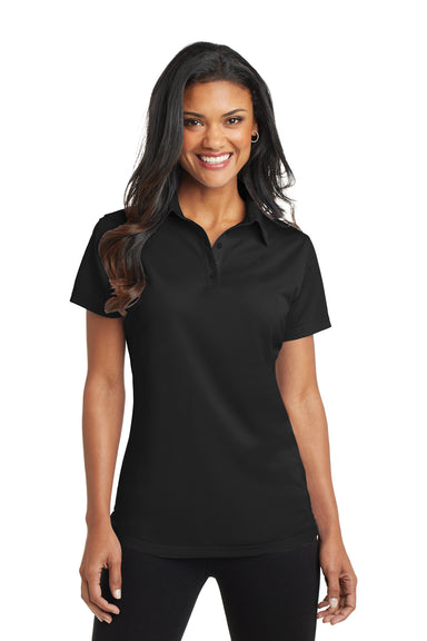 Port Authority L571 Womens Dimension Moisture Wicking Short Sleeve Polo Shirt Black Model Front