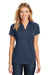 Port Authority L574 Womens Digi Heather Performance Moisture Wicking Short Sleeve Polo Shirt Dress Navy Blue Model Front