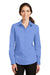 Port Authority L663 Womens SuperPro Wrinkle Resistant Long Sleeve Button Down Shirt Ultramarine Blue Model Front