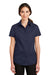 Port Authority L664 Womens SuperPro Wrinkle Resistant Short Sleeve Button Down Shirt True Navy Blue Model Front