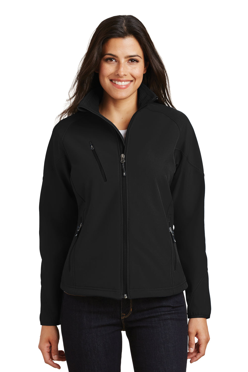 Port Authority L705 Womens Wind & Water Resistant Full Zip Jacket Black Model Front