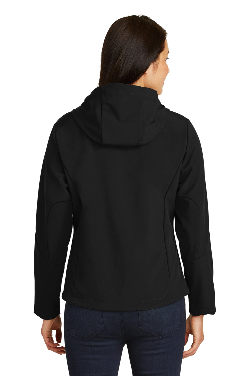 Port Authority L706 Womens Wind & Water Resistant Full Zip Hooded Jacket Black/Engine Red Model Back