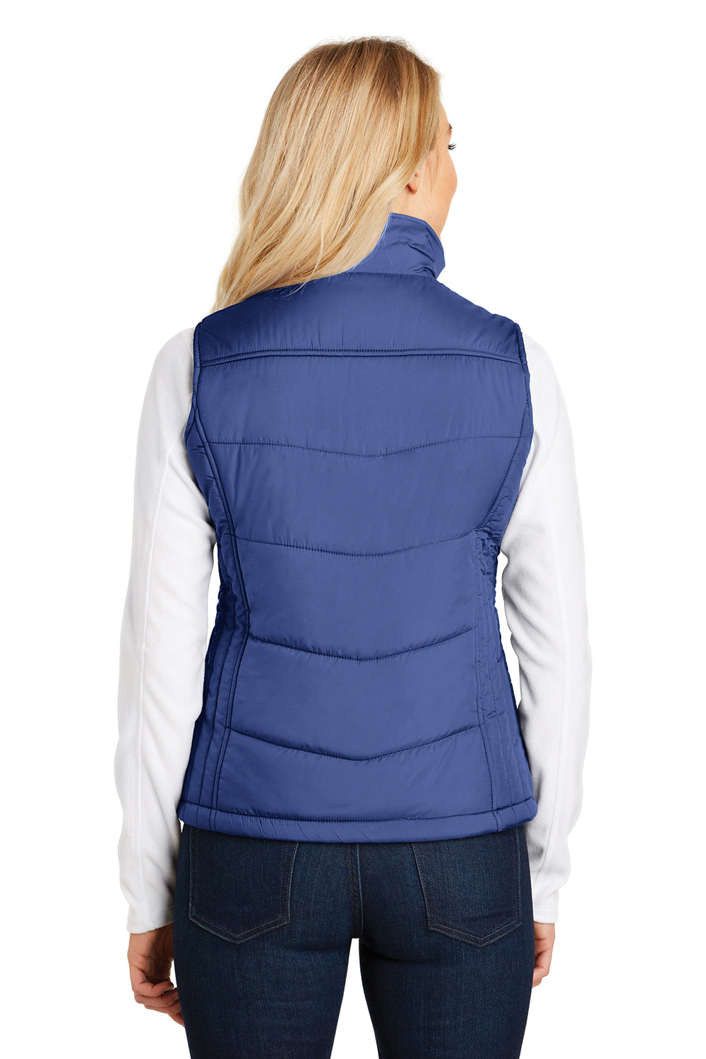 Port Authority L709 Womens Wind & Water Resistant Full Zip Puffy Vest Mediterranean Blue Model Back