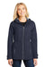 Port Authority L7710 Womens Northwest Slicker Waterproof Full Zip Hooded Jacket Navy Blue Model Front