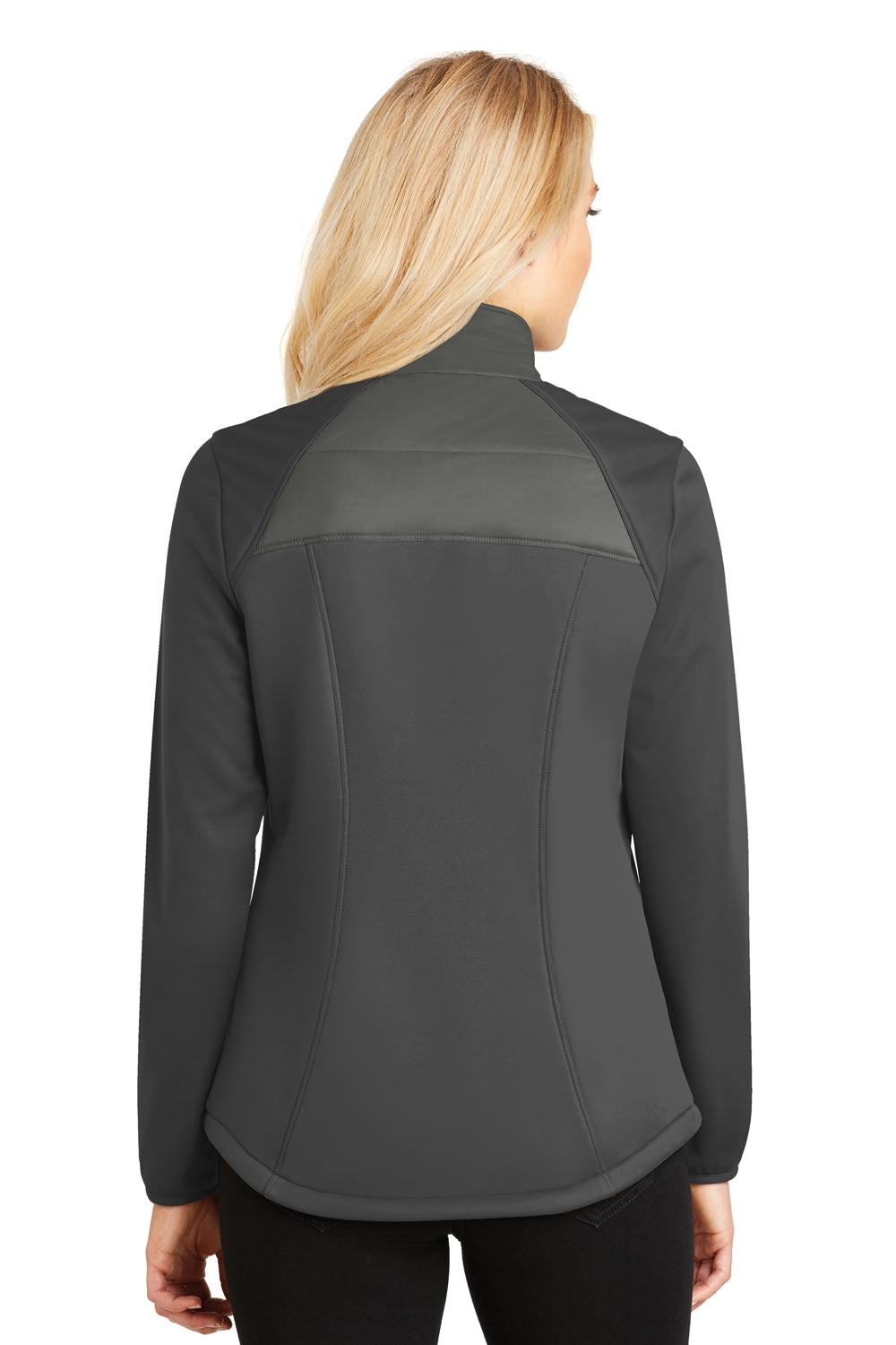 Port Authority L787 Womens Hybrid Wind & Water Resistant Full Zip Jacket Smoke Grey/Steel Grey Model Back