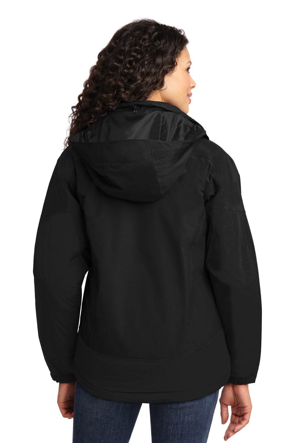 Port Authority L792 Womens Nootka Waterproof Full Zip Hooded Jacket Black Model Back