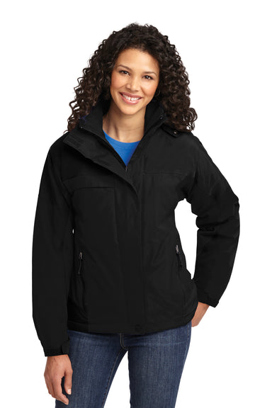 Port Authority L792 Womens Nootka Waterproof Full Zip Hooded Jacket Black Model Front