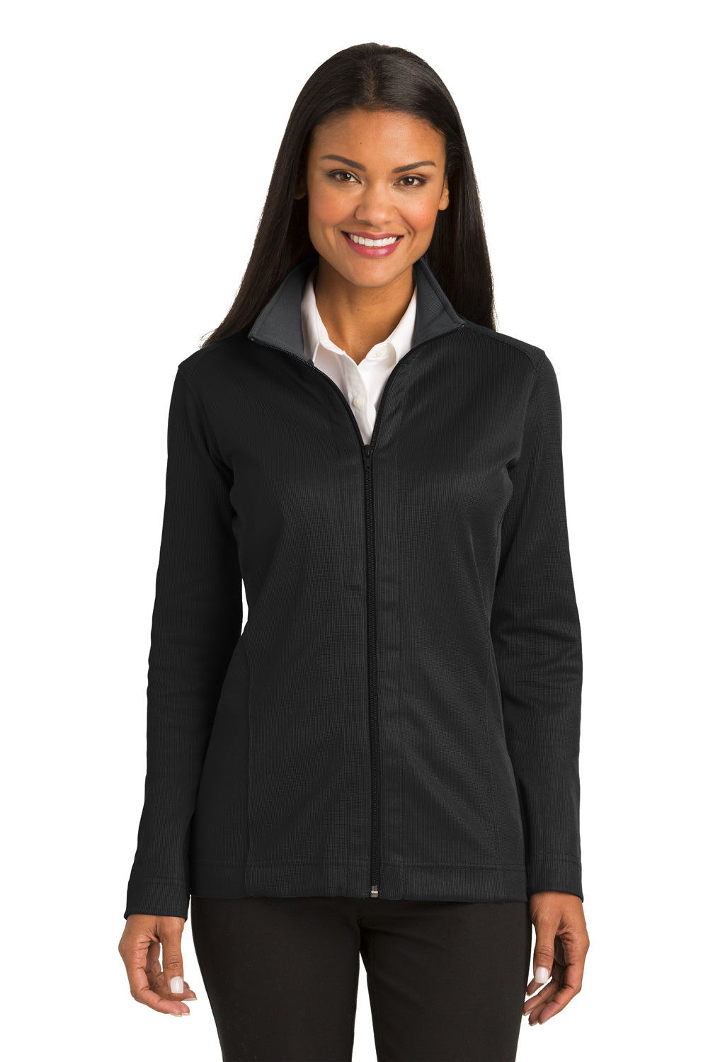 Port Authority L805 Womens Full Zip Jacket Black Model Front