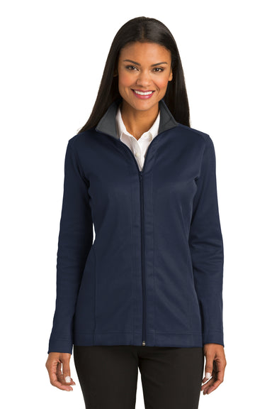 Port Authority L805 Womens Full Zip Jacket True Navy Blue Model Front