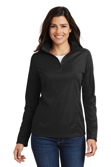 Port Authority L806 Womens Moisture Wicking 1/4 Zip Sweatshirt Black Model Front