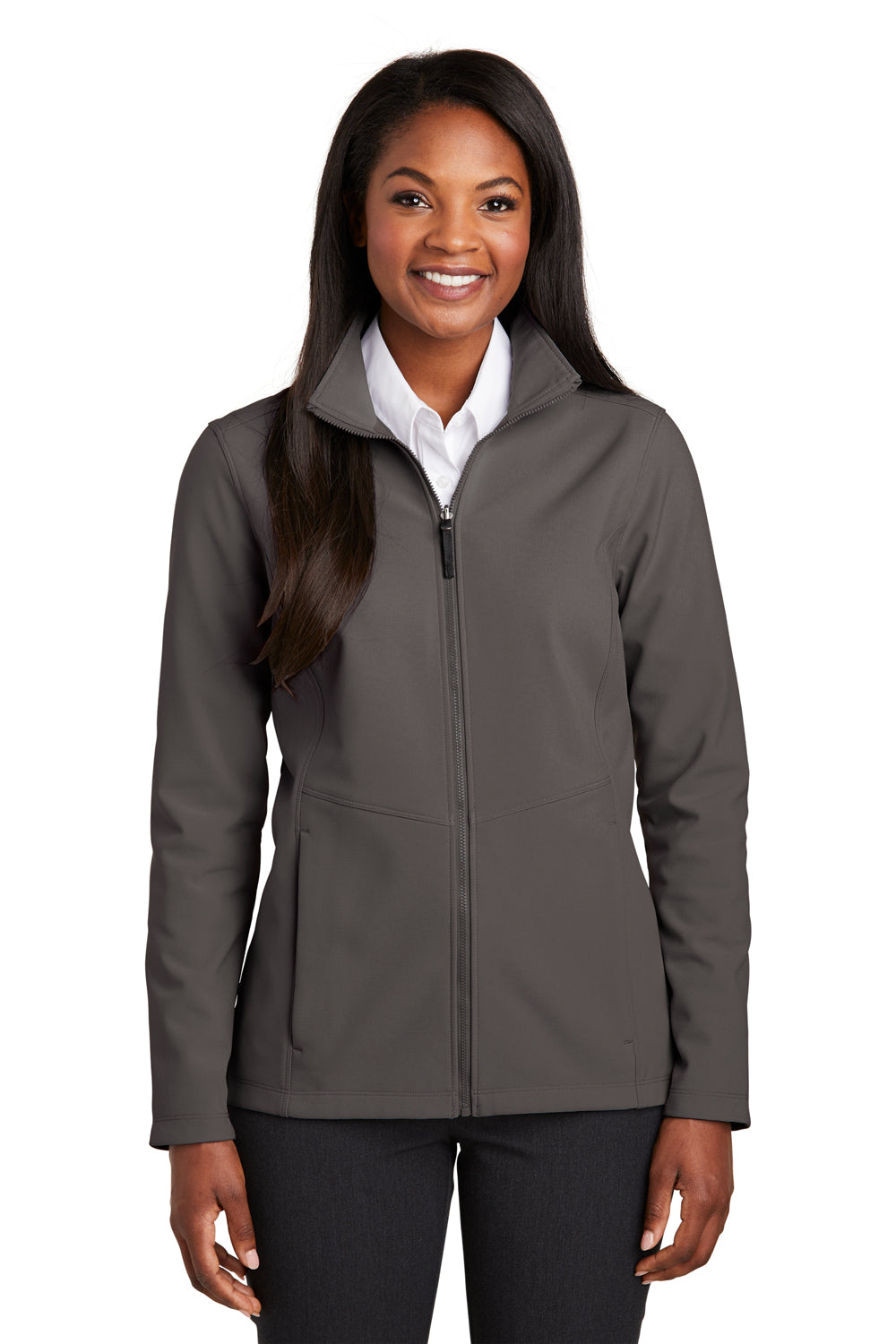 Port Authority L901 Womens Collective Wind & Water Resistant Full Zip Jacket Graphite Grey Model Front