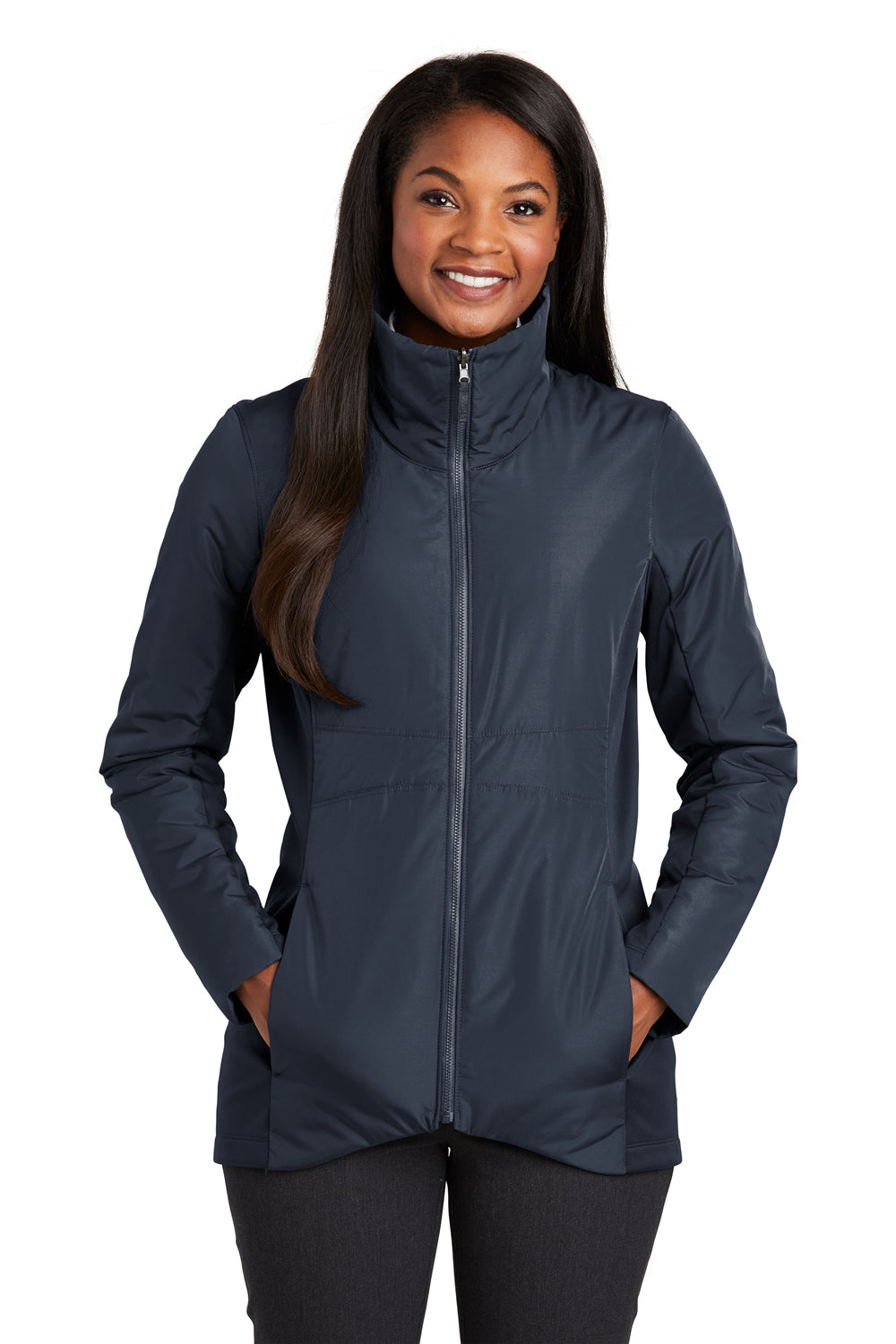 Port Authority L902 Womens Collective Wind & Water Resistant Full Zip Jacket River Navy Blue Model Front