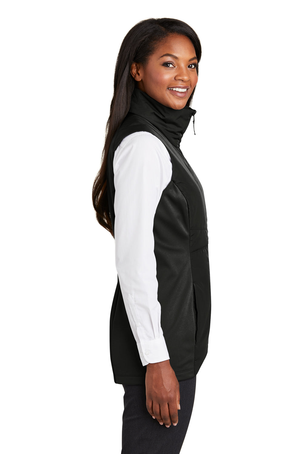 Port Authority L903 Womens Collective Wind & Water Resistant Full Zip Vest Deep Black Model Side