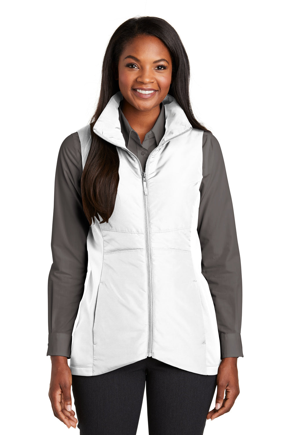 Port Authority L903 Womens Collective Wind & Water Resistant Full Zip Vest White Model Front