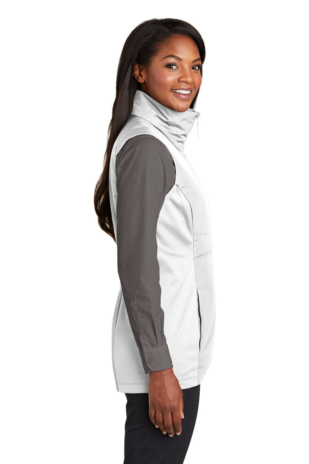 Port Authority L903 Womens Collective Wind & Water Resistant Full Zip Vest White Model Side