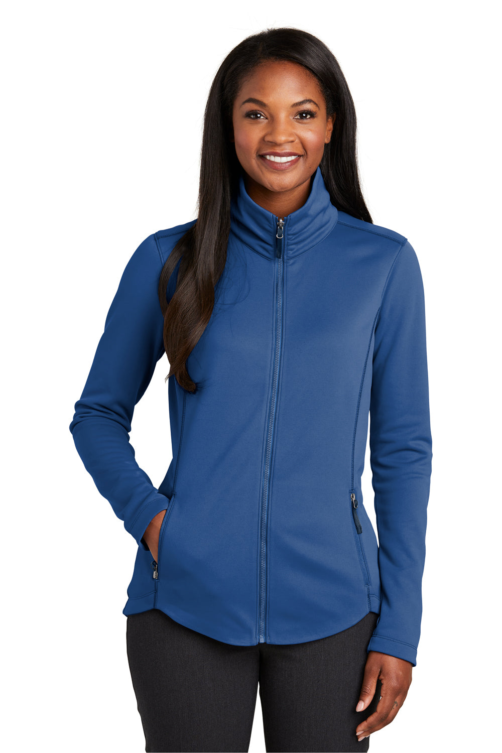 Port Authority L904 Womens Collective Full Zip Smooth Fleece Jacket Night Sky Blue Model Front