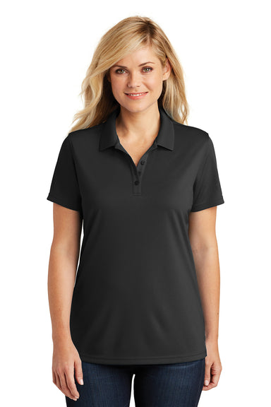 Port Authority LK110 Womens Dry Zone Moisture Wicking Short Sleeve Polo Shirt Deep Black Model Front