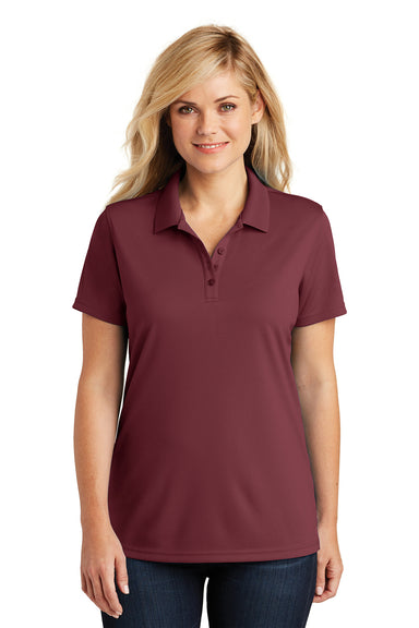 Port Authority LK110 Womens Dry Zone Moisture Wicking Short Sleeve Polo Shirt Burgundy Model Front