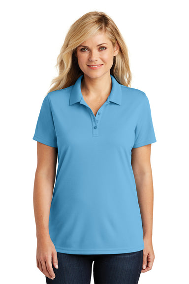 Port Authority LK110 Womens Dry Zone Moisture Wicking Short Sleeve Polo Shirt Carolina Blue Model Front