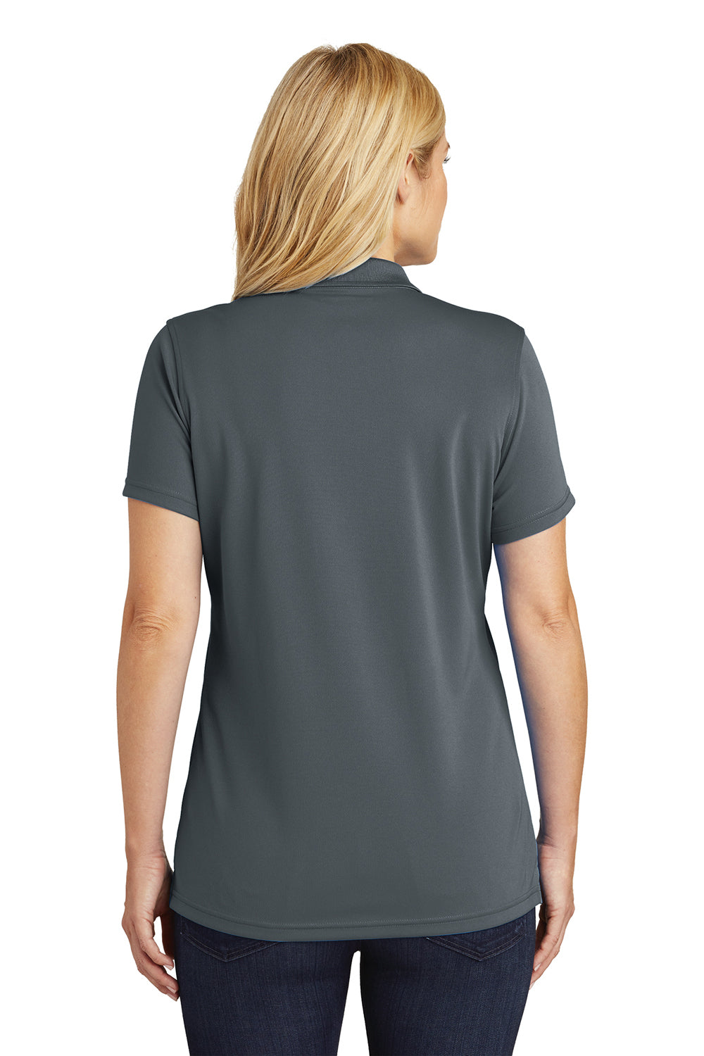 Port Authority LK110 Womens Dry Zone Moisture Wicking Short Sleeve Polo Shirt Graphite Grey Model Back