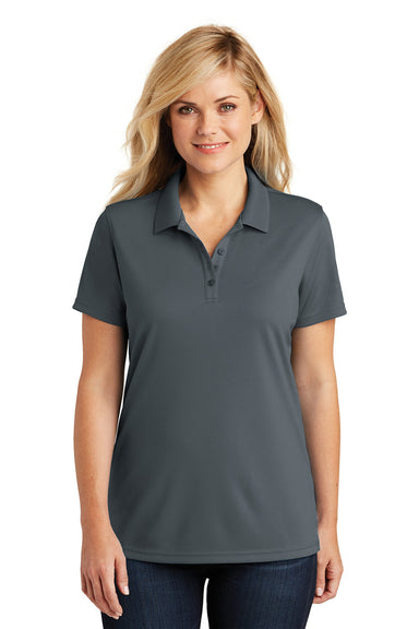 Port Authority LK110 Womens Dry Zone Moisture Wicking Short Sleeve Polo Shirt Graphite Grey Model Front