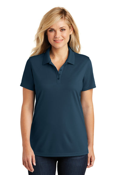 Port Authority LK110 Womens Dry Zone Moisture Wicking Short Sleeve Polo Shirt River Navy Blue Model Front