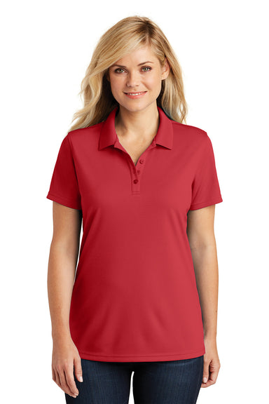 Port Authority LK110 Womens Dry Zone Moisture Wicking Short Sleeve Polo Shirt Rich Red Model Front