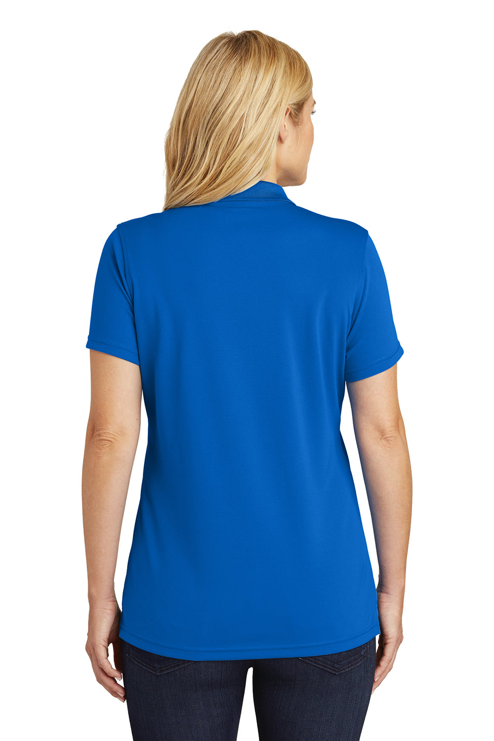 Port Authority LK110 Womens Dry Zone Moisture Wicking Short Sleeve Polo Shirt True Royal Blue Model Back