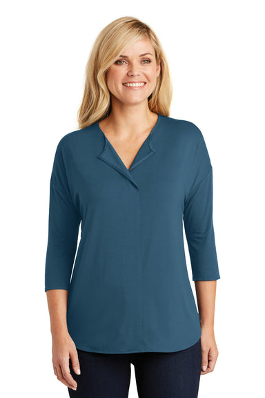 Port Authority LK5433 Womens Concept Jersey 3/4 Sleeve V-Neck T-Shirt Dusty Blue Model Front