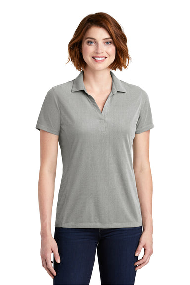 Port Authority LK582 Womens Oxford Moisture Wicking Short Sleeve Polo Shirt Black Model Front