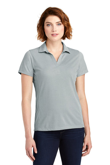 Port Authority LK582 Womens Oxford Moisture Wicking Short Sleeve Polo Shirt Gusty Grey Model Front