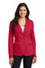 Port Authority LM2000 Womens Knit Button Down Blazer Rich Red Model Front