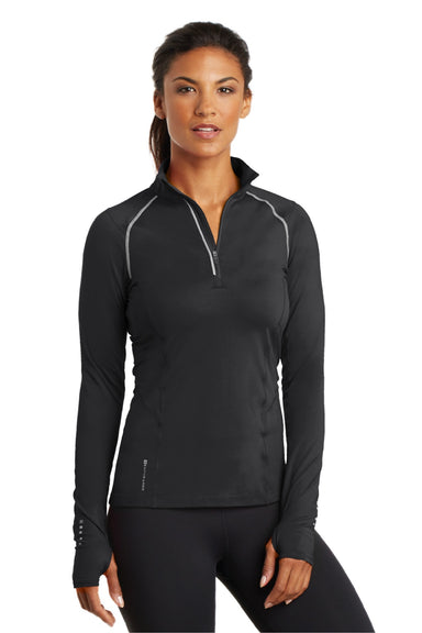 Ogio LOE335 Womens Endurance Nexus Moisture Wicking 1/4 Zip Sweatshirt Blacktop Model Front
