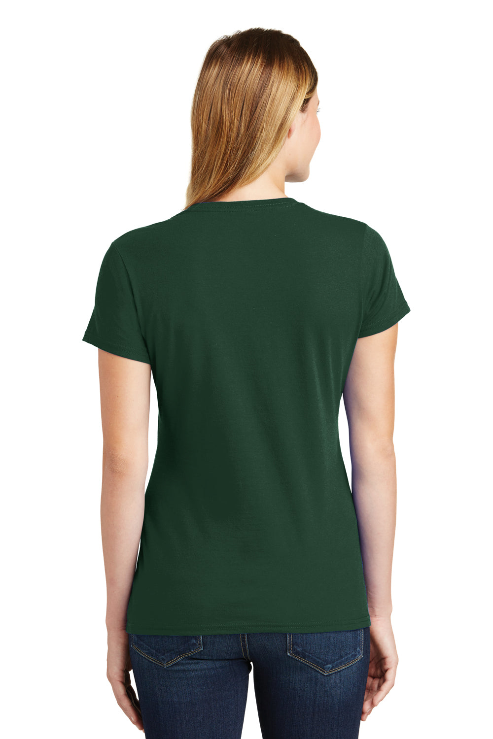 Port & Company LPC450 Womens Fan Favorite Short Sleeve Crewneck T-Shirt Forest Green Model Back