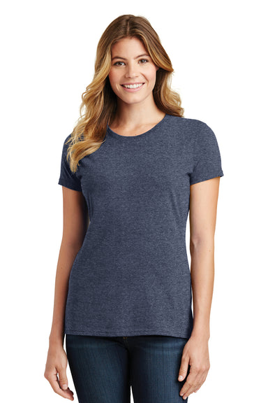 Port & Company LPC450 Womens Fan Favorite Short Sleeve Crewneck T-Shirt Heather Navy Blue Model Front