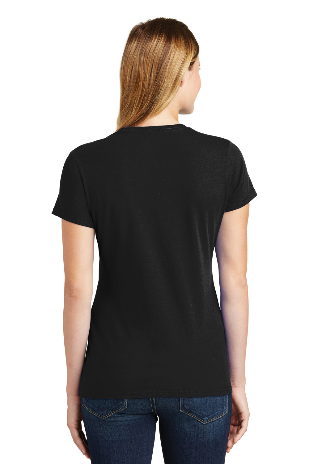 Port & Company LPC450 Womens Fan Favorite Short Sleeve Crewneck T-Shirt Jet Black Model Back