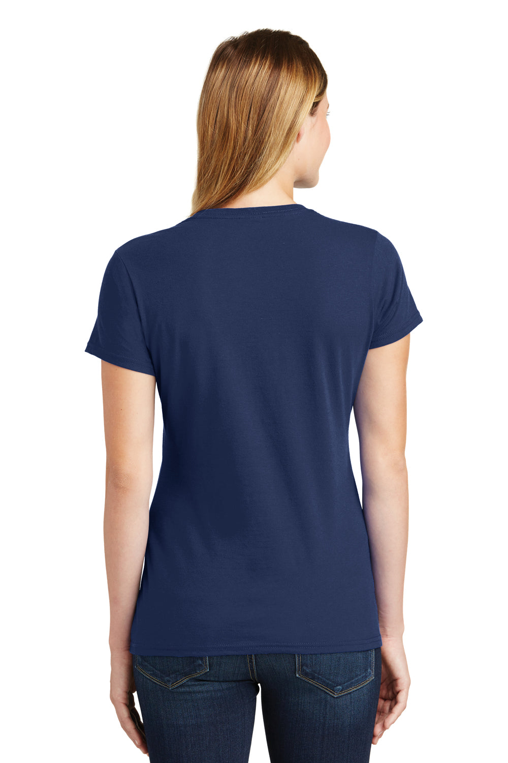 Port & Company LPC450 Womens Fan Favorite Short Sleeve Crewneck T-Shirt Team Navy Blue Model Back