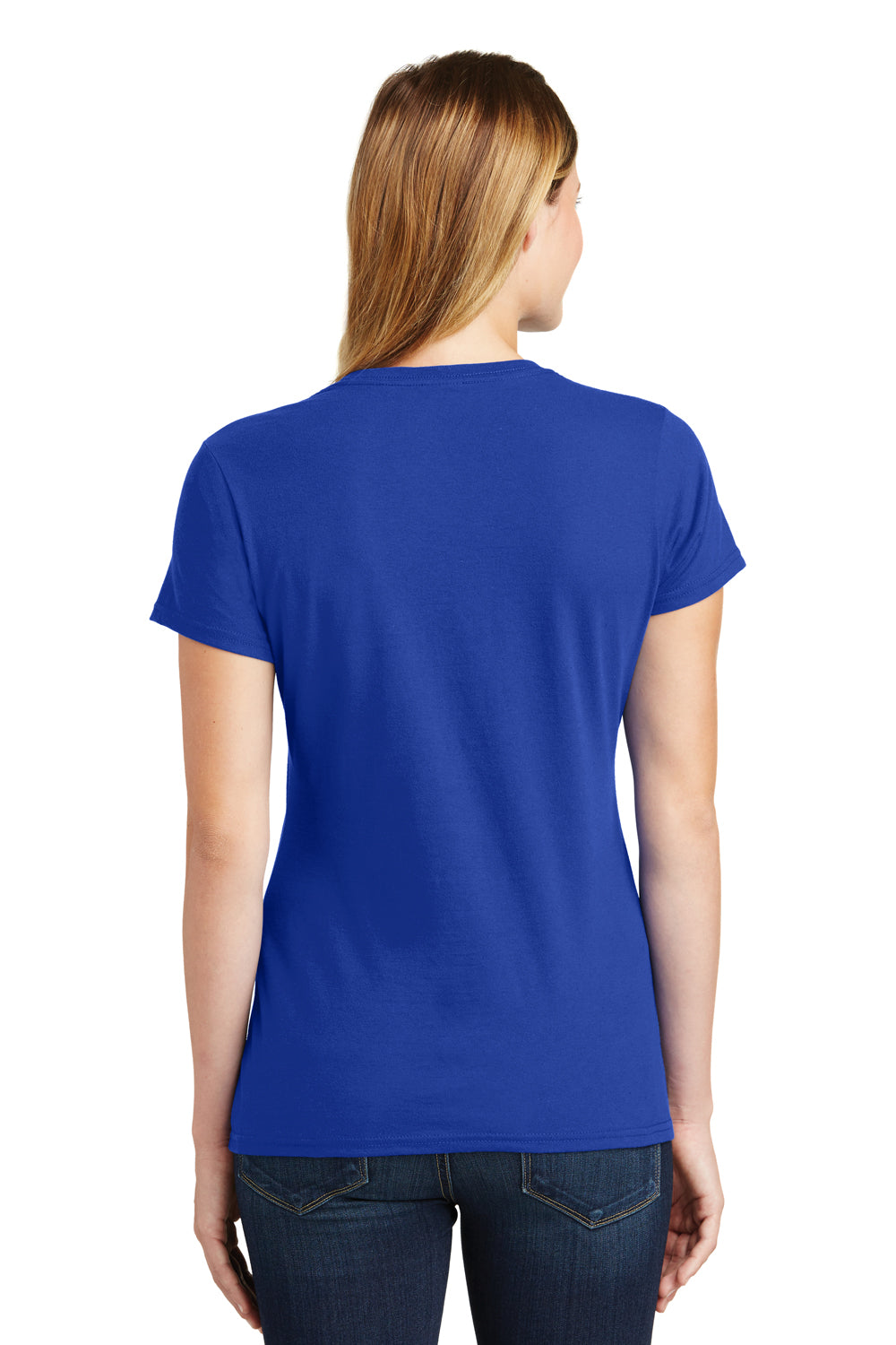 Port & Company LPC450 Womens Fan Favorite Short Sleeve Crewneck T-Shirt True Royal Blue Model Back