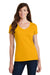 Port & Company LPC450V Womens Fan Favorite Short Sleeve V-Neck T-Shirt Bright Gold Model Front