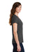 Port & Company LPC450V Womens Fan Favorite Short Sleeve V-Neck T-Shirt Heather Dark Grey Model Side