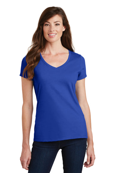 Port & Company LPC450V Womens Fan Favorite Short Sleeve V-Neck T-Shirt True Royal Blue Model Front