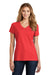 Port & Company LPC455V Womens Fan Favorite Short Sleeve V-Neck T-Shirt Heather Bright Red Model Front