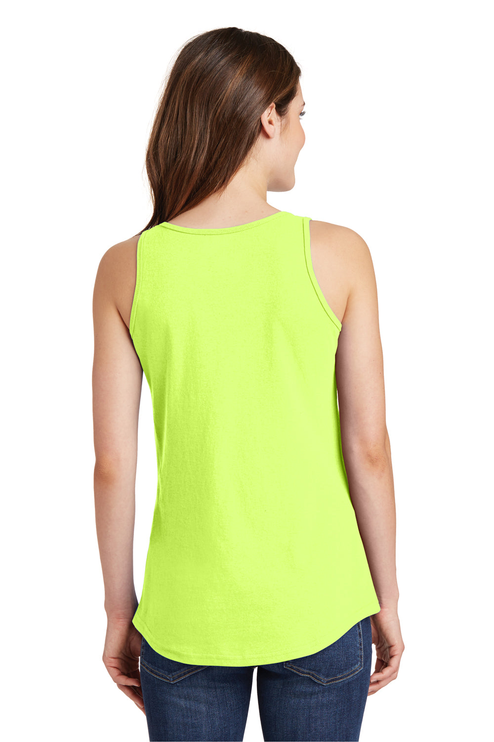 Port & Company LPC54TT Womens Core Tank Top Neon Yellow Model Back