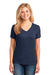 Port & Company LPC54V Womens Core Short Sleeve V-Neck T-Shirt Navy Blue Model Front