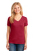 Port & Company LPC54V Womens Core Short Sleeve V-Neck T-Shirt Red Model Front