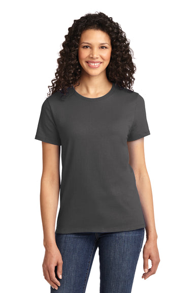 Port & Company LPC61 Womens Essential Short Sleeve Crewneck T-Shirt Charcoal Grey Model Front